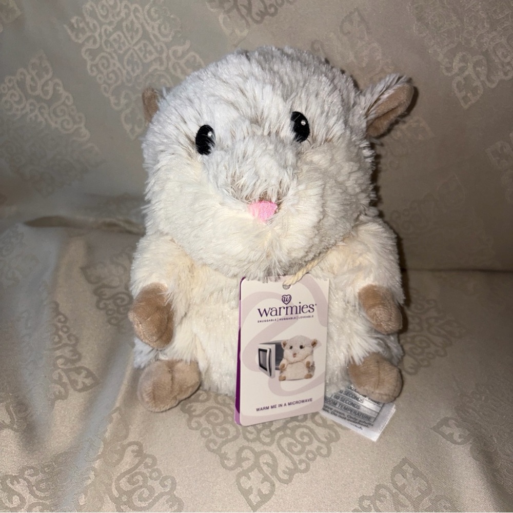 New Warmies Cream Soft Hamster Microwavable Lavender Scented Snuggle Plush Toy